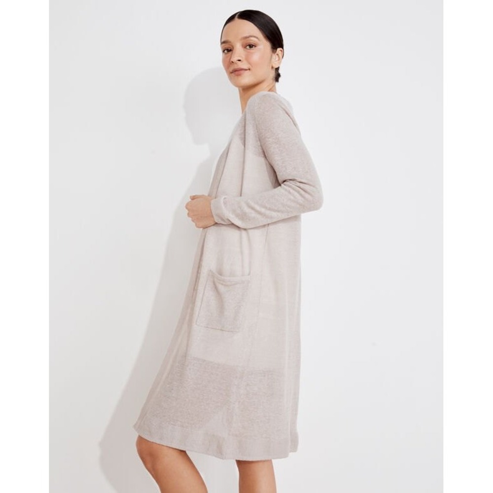 Haven Well Within 100% Linen Duster Cardigan XXL Oatmeal Beige Open Front